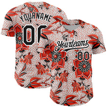 Load image into Gallery viewer, Custom Red Black-White 3D Pattern Design Northeast China Big Flower Authentic Baseball Jersey