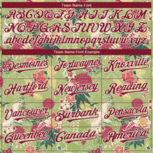 Load image into Gallery viewer, Custom Green Crimson-Cream 3D Pattern Design Northeast China Big Flower And Crane Authentic Baseball Jersey