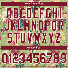 Load image into Gallery viewer, Custom Green Crimson-Cream 3D Pattern Design Northeast China Big Flower And Crane Authentic Baseball Jersey