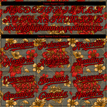 Charger l'image dans la galerie, Custom Olive Red-Black 3D Pattern Design Northeast China Big Flower Authentic Baseball Jersey