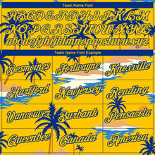 Загрузить изображение в средство просмотра галереи, Custom Yellow Royal 3D Pattern Design Sun Beach Hawaii Palm Trees Performance T-Shirt