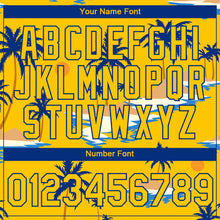 Загрузить изображение в средство просмотра галереи, Custom Yellow Royal 3D Pattern Design Sun Beach Hawaii Palm Trees Performance T-Shirt