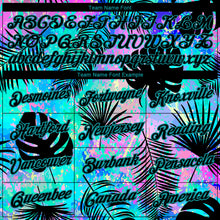 Load image into Gallery viewer, Custom Teal Black 3D Pattern Design Hawaii Palm Leaves Performance T-Shirt