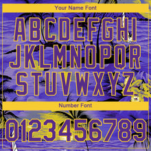 Load image into Gallery viewer, Custom Purple Yellow 3D Pattern Design Sun Beach Hawaii Palm Trees Performance T-Shirt