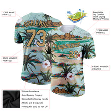 Load image into Gallery viewer, Custom Aqua Old Gold-Black 3D Pattern Design Hawaii Palm Trees And Flowers Performance T-Shirt
