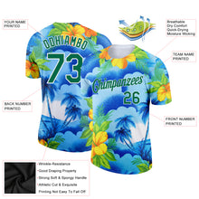 Load image into Gallery viewer, Custom White Kelly Green 3D Pattern Design Beach Hawaii Palm Trees And Flowers Performance T-Shirt