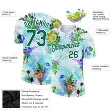 Load image into Gallery viewer, Custom White Kelly Green 3D Pattern Design Flowers Performance T-Shirt