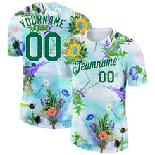 Load image into Gallery viewer, Custom White Kelly Green 3D Pattern Design Flowers Performance T-Shirt