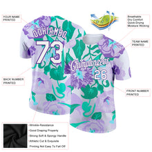 Load image into Gallery viewer, Custom Purple White 3D Pattern Design Flowers Performance T-Shirt