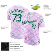 Load image into Gallery viewer, Custom Purple Kelly Green-White 3D Pattern Design Flowers Performance T-Shirt
