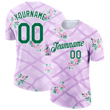 Load image into Gallery viewer, Custom Purple Kelly Green-White 3D Pattern Design Flowers Performance T-Shirt