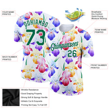 Load image into Gallery viewer, Custom White Kelly Green 3D Pattern Design Flowers Performance T-Shirt