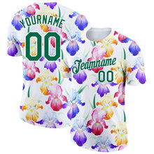 Load image into Gallery viewer, Custom White Kelly Green 3D Pattern Design Flowers Performance T-Shirt