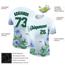 Load image into Gallery viewer, Custom White Kelly Green-Black 3D Pattern Design Flowers Performance T-Shirt