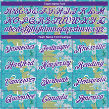 Load image into Gallery viewer, Custom Teal Purple-White 3D Pattern Design Flowers Performance T-Shirt