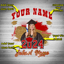 Laden Sie das Bild in den Galerie-Viewer, Custom Black Red-White 3D Graduation Performance T-Shirt