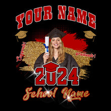 Laden Sie das Bild in den Galerie-Viewer, Custom Black Red-White 3D Graduation Performance T-Shirt
