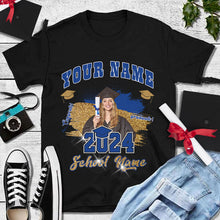 Laden Sie das Bild in den Galerie-Viewer, Custom Black Royal-White 3D Graduation Performance T-Shirt