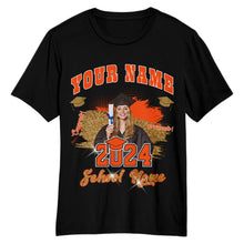 Load image into Gallery viewer, Custom Black Orange-White 3D Graduation Performance T-Shirt