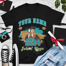 Laden Sie das Bild in den Galerie-Viewer, Custom Black Teal-White 3D Graduation Performance T-Shirt