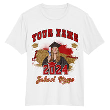 Load image into Gallery viewer, Custom White Red-Black 3D Graduation Performance T-Shirt