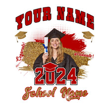 Load image into Gallery viewer, Custom White Red-Black 3D Graduation Performance T-Shirt