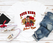 Load image into Gallery viewer, Custom White Red-Black 3D Graduation Performance T-Shirt