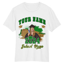 Laden Sie das Bild in den Galerie-Viewer, Custom White Grass Green-Black 3D Graduation Performance T-Shirt
