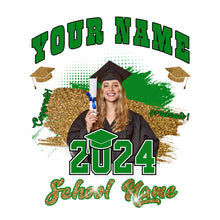 Laden Sie das Bild in den Galerie-Viewer, Custom White Grass Green-Black 3D Graduation Performance T-Shirt