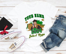 Laden Sie das Bild in den Galerie-Viewer, Custom White Grass Green-Black 3D Graduation Performance T-Shirt