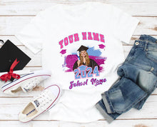 Charger l'image dans la galerie, Custom White Pink-Light Blue 3D Graduation Performance T-Shirt