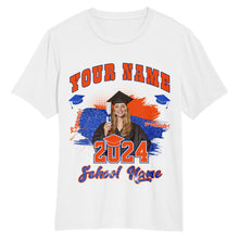 Laden Sie das Bild in den Galerie-Viewer, Custom White Orange-Royal 3D Graduation Performance T-Shirt