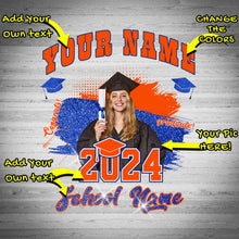 Laden Sie das Bild in den Galerie-Viewer, Custom White Orange-Royal 3D Graduation Performance T-Shirt