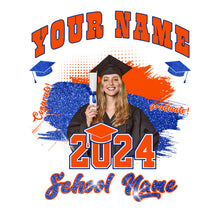 Laden Sie das Bild in den Galerie-Viewer, Custom White Orange-Royal 3D Graduation Performance T-Shirt