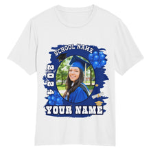 Laden Sie das Bild in den Galerie-Viewer, Custom White Navy 3D Graduation Performance T-Shirt