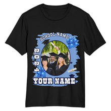 Laden Sie das Bild in den Galerie-Viewer, Custom Black White-Navy 3D Graduation Performance T-Shirt
