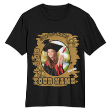 Laden Sie das Bild in den Galerie-Viewer, Custom Black Old Gold 3D Graduation Performance T-Shirt