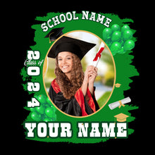 Laden Sie das Bild in den Galerie-Viewer, Custom Black White-Green 3D Graduation Performance T-Shirt