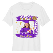 Load image into Gallery viewer, Custom White Purple-Old Gold 3D Graduation Performance T-Shirt