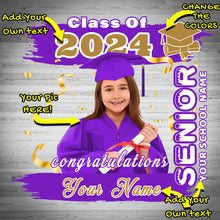 Load image into Gallery viewer, Custom White Purple-Old Gold 3D Graduation Performance T-Shirt