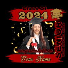 Charger l'image dans la galerie, Custom Black Red-Old Gold 3D Graduation Performance T-Shirt