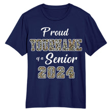 Charger l'image dans la galerie, Custom Navy Leopard Print-Black 3D Graduation Performance T-Shirt