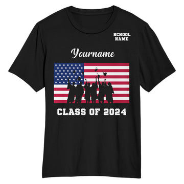 Custom Black White 3D Graduation Performance T-Shirt