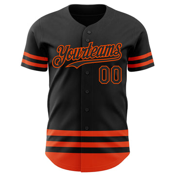 Custom Black Orange Line Authentic Baseball Jersey