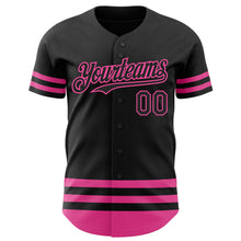 Load image into Gallery viewer, Custom Black Pink Line Authentic Baseball Jersey