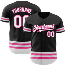Charger l'image dans la galerie, Custom Black White-Pink Line Authentic Baseball Jersey
