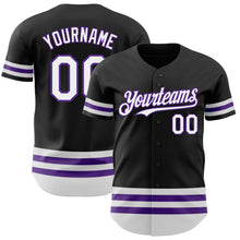 Загрузить изображение в средство просмотра галереи, Custom Black White-Purple Line Authentic Baseball Jersey