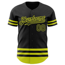 Загрузить изображение в средство просмотра галереи, Custom Black Neon Yellow Line Authentic Baseball Jersey