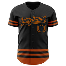 Load image into Gallery viewer, Custom Black Texas Orange Line Authentic Baseball Jersey