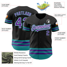 Laden Sie das Bild in den Galerie-Viewer, Custom Black Purple-Teal Line Authentic Baseball Jersey